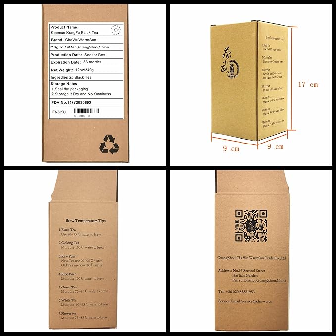 ChaWuWarmSun [A] Keemun KongFu Black Tea,12oz/340g,Kong Fu Tea Loose Leaf,Chinese QiMen HongCha