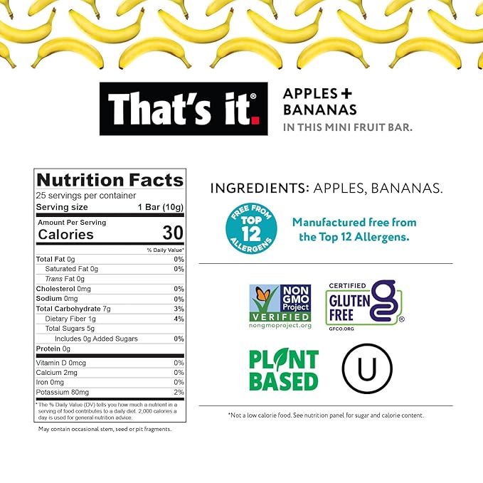 That???It. Fun Size Fruit Bars Variety Pack(50 Pieces, 10g Each) With Apples + Bananas, Apples +