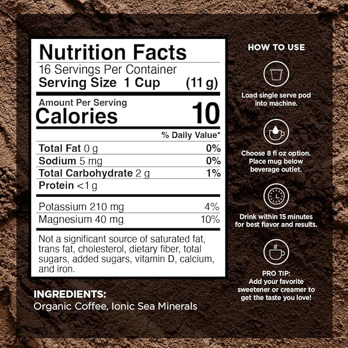 VitaCup Mineral Coffee Pods with Trace Minerals, Hydrate, Replenish & Restore, Sea Minerals