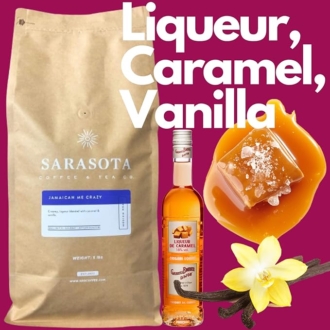 Sarasota Coffee Ground Jamaican Me Crazy | Medium Roast Gourmet Flavored Coffee Grounds | Low Acid
