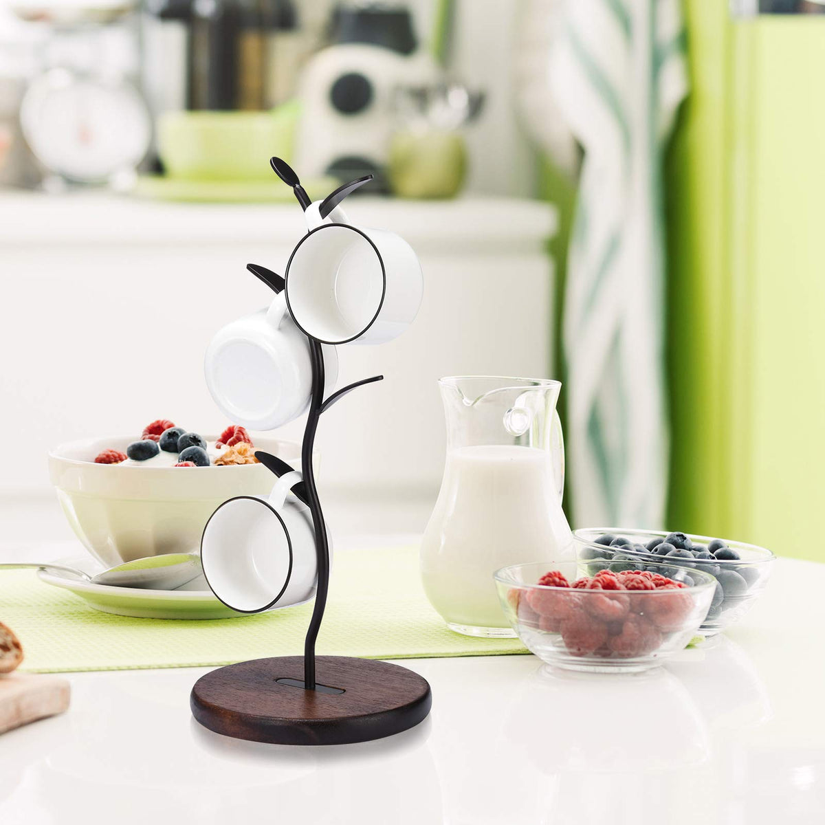 ALLCENER Mug Holder, Countertop Mug Tree, Coffee Mugs & Tea Cup Storage Rack, Coffee Counter Bar