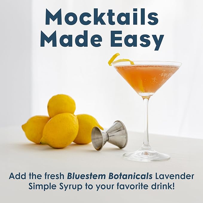 Bluestem Botanicals Organic Lavender Simple Syrup, 8 oz, Cocktail and Mocktail Mixer for Drinks