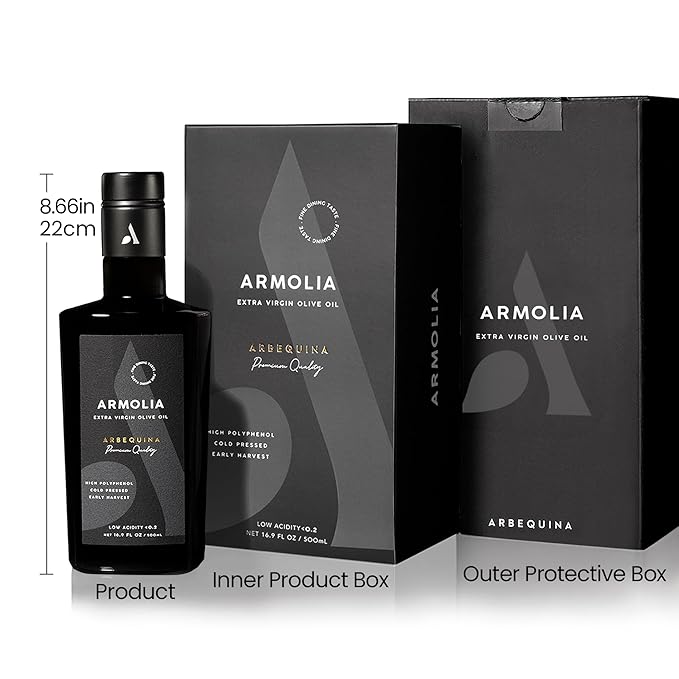 ARMOLIA Pure Olive Oil Extra Virgin Cold Pressed Glass Bottle, EVOO 2025 Gold Award Winner Drinking