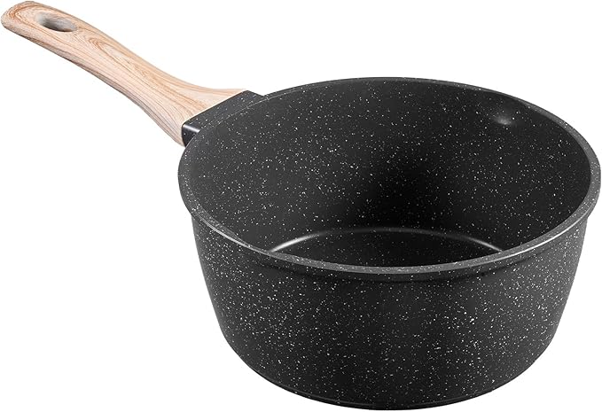 VEVOR 2.5 QT Saucepan, Nonstick Saucepan with Tempered Glass Lid, Multipurpose Cooking Sauce Pot