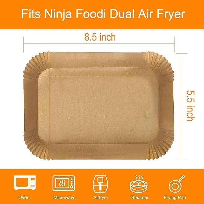 Air Fryer Disposable Paper Liner, 200 Pack Baking Paper for Ninja Foodi DZ201 DZ401 Dual Air Fryer