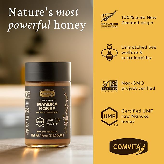 Comvita Manuka Honey UMF 15+ (MGO 514+) - Raw Manuka Honey New Zealand, Pure & Unpasteurized