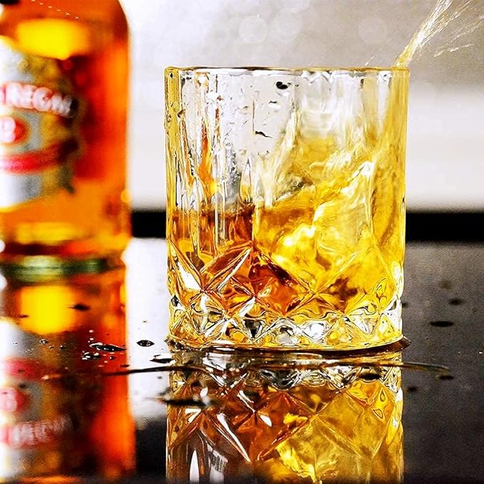 Whiskey Glasses Set of 4,Rock Glasses,11 oz Lead-Free Crystal Bourbon Glass,Old Fashioned Glass for