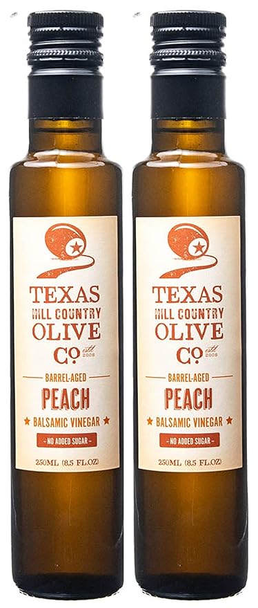 Peach Balsamic Vinegar - Gourmet Barrel Aged Infused Balsamic Vinegar - Great for Dressing Dipping