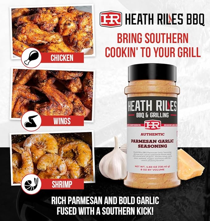 Heath Riles BBQ Rub - Parmesan Garlic Seasoning, Champion Pitmaster Recipe, Legendary Rubs For