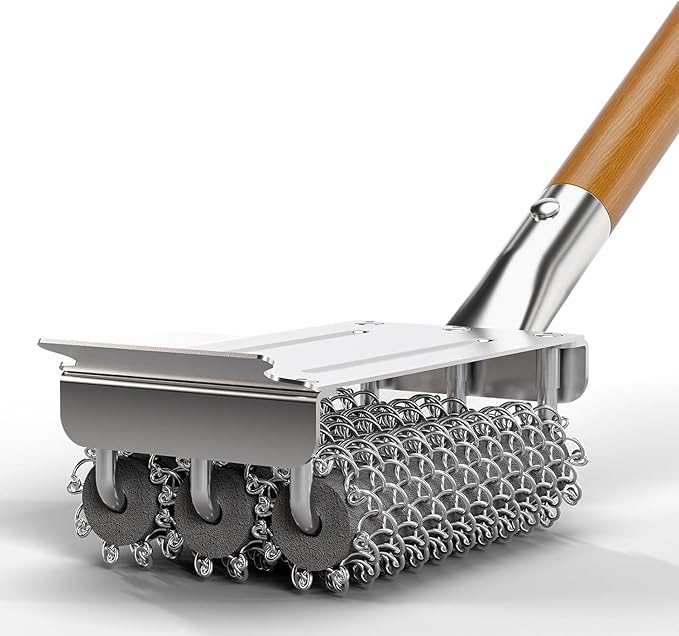 HOUSE AGAIN Grill Brush Bristle Free, 304 Stainless Steel Food-Grade Brush Head with Scraper, Safe