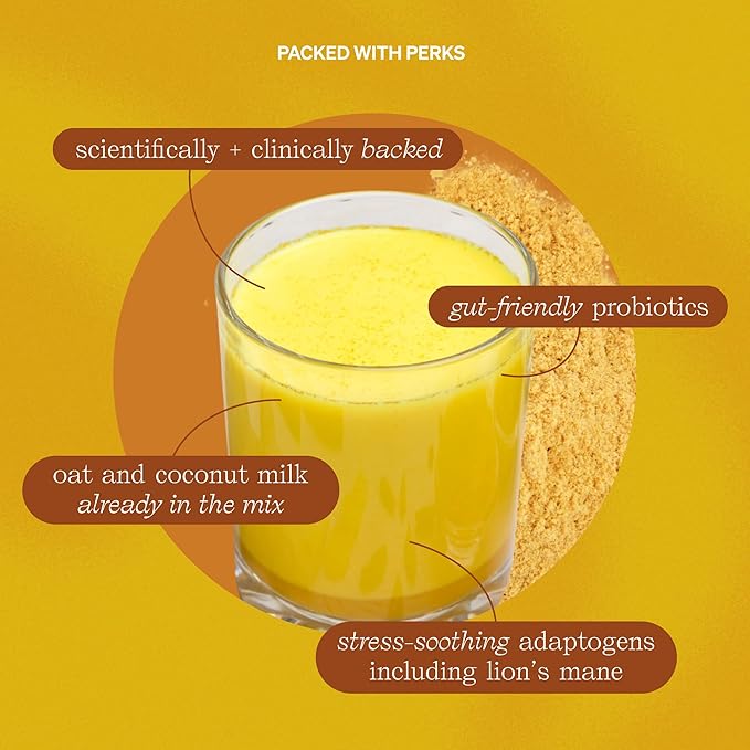 Clevr Blends Turmeric Powder, Golden Milk Instant Latte Mix, Superfood Powder with Oat Milk, Lions