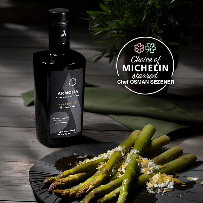 ARMOLIA Pure Olive Oil Extra Virgin Cold Pressed Glass Bottle, EVOO 2025 Gold Award Winner Drinking