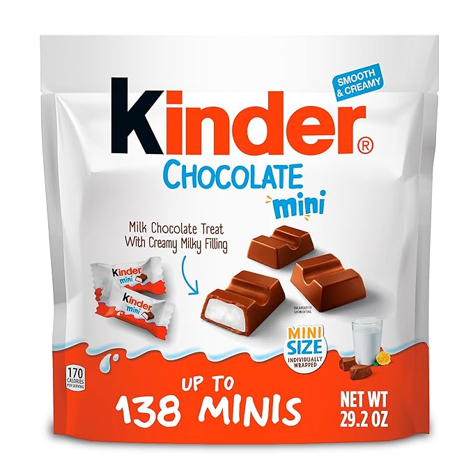 Kinder Chocolate Mini, 29.2 oz Bulk Pack, Up to 138 Minis, Milk Chocolate Bar with Creamy Milky