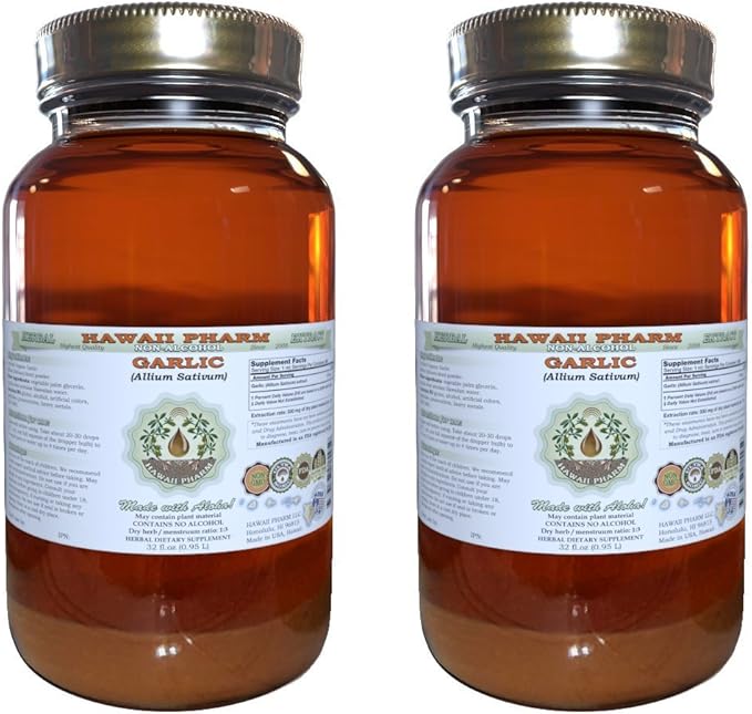 Garlic Alcohol-Free Liquid Extract, Organic Garlic (Allium sativum) Dried Powder Glycerite Hawaii
