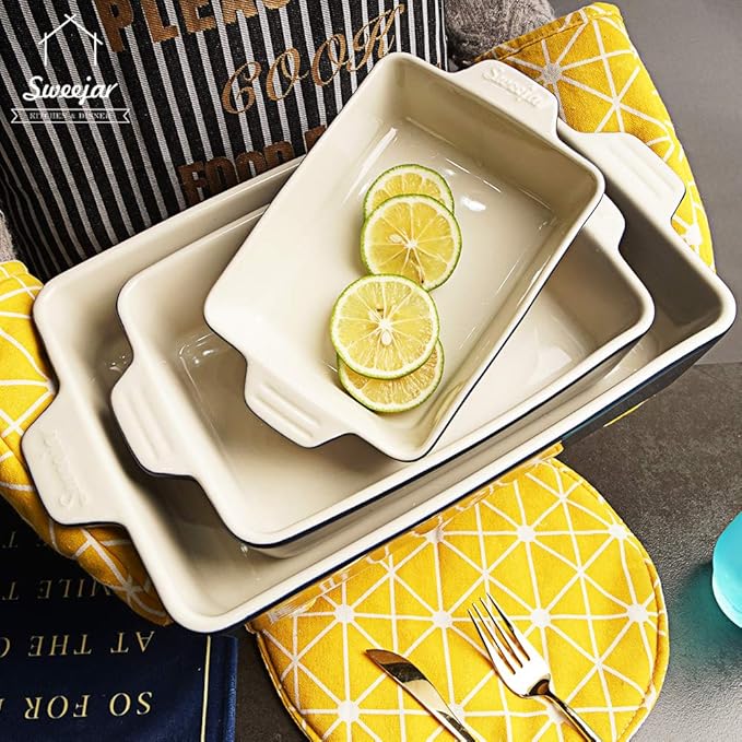 Sweejar Ceramic Bakeware Set, Rectangular Baking Dish for Oven Lasagna Pans for Cooking, Kitchen