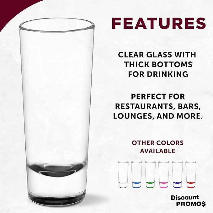 DISCOUNT PROMOS Cordial Shooter Shot Glasses 2 oz. Set of 10, Bulk Pack - Great for Birthdays