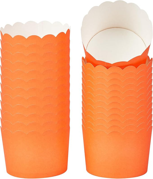 Panificio 10 Ounce Cupcake Wrappers, 200 Scalloped Baking Cups - Oven-Ready, Greaseproof, Orange