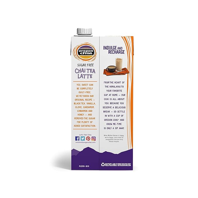 Oregon Chai Sugar Free Chai Concentrate, 32 Fluid Ounce (Pack of 6)