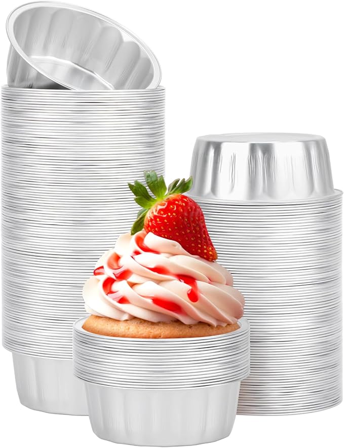 Beasea Aluminum Ramekins 8oz 200 Pack, Disposable Ramekins Foil Cups Baking 3.9" Ramekin Cup