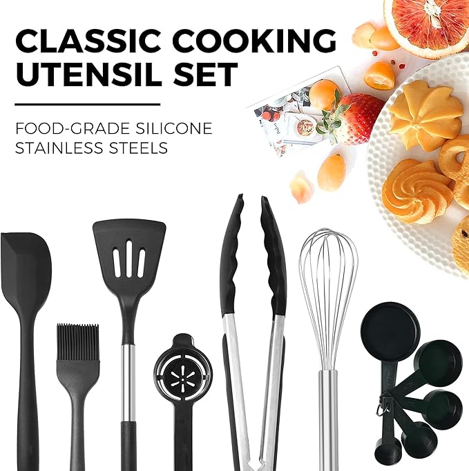 HONGBAKE Bakeware Sets, Baking Pans Set with Kitchen Utensils, Nonstick Oven Pan with Wider Grips