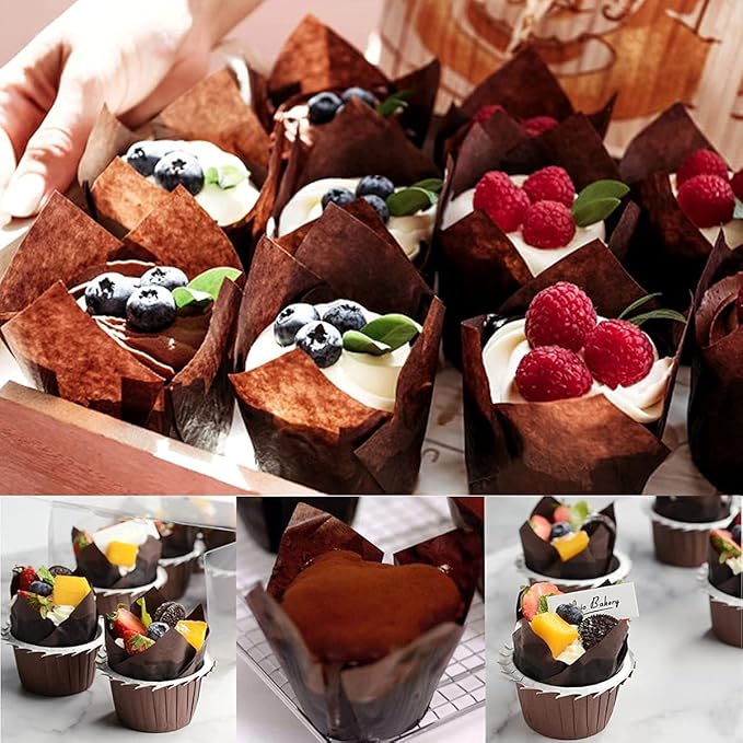 200PACK Tulip Baking Paper Cups Cupcake Liners Baking Cups Muffin Wrappers Greaseproof Paper