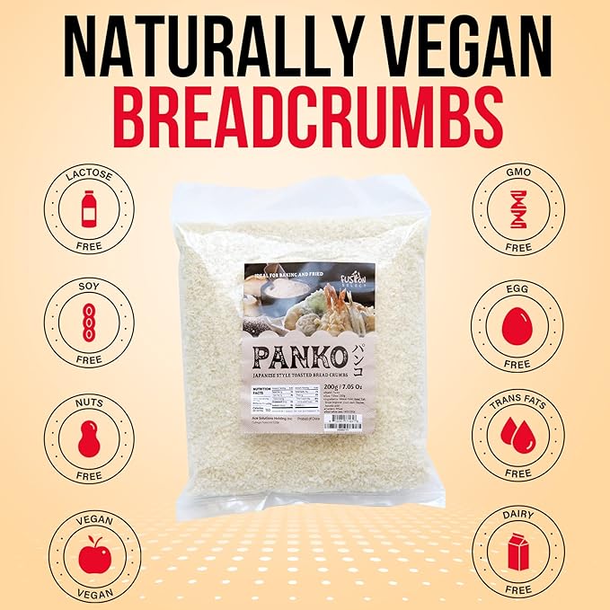Fusion Select 3 Packs Panko Bread Crumbs - Japanese-Style Toasted Vegan Panko Breadcrumbs for