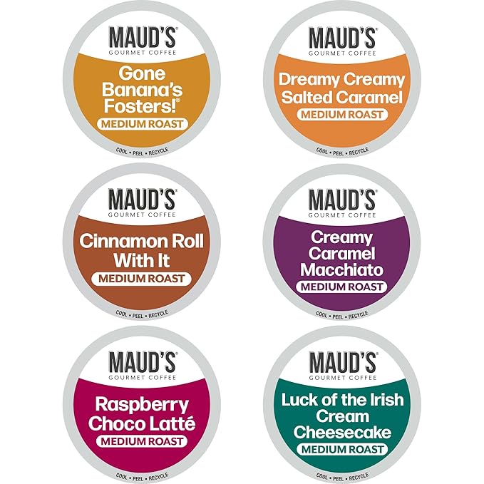 Maud's Sampler Variety Pack Coffee Pods, 24 ct, 6 Assorted Flavors, Medium Roast Flavored Coffee in