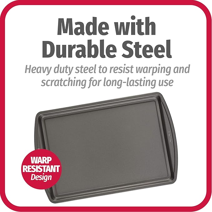 GoodCook Everyday Nonstick Carbon Steel 13” x 9” Baking Sheet Set, 3 Pack – Standard-Sized Carbon