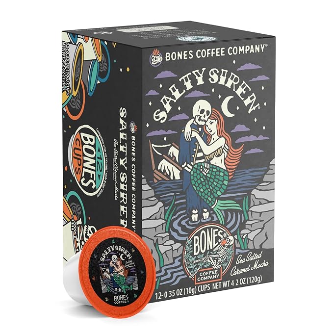 Bones Coffee Company Flavored Coffee Bones Cups Salty Siren Caramel Chocolate | 12ct Single-Serve