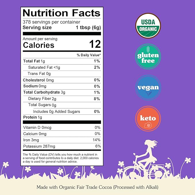 NuNaturals Organic Cocoa Powder, Premium Dutch-Process For Drinking and Baking, 5lb