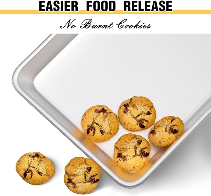 Commercial Quality Baking Sheet Pan Set, Natural Aluminum Cookie Sheet, Umite Chef Warp Resistant