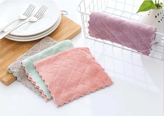 kimteny 12 Pack Kitchen Cloth Dish Towels, Premium Dishcloths, Super Absorbent Coral Velvet