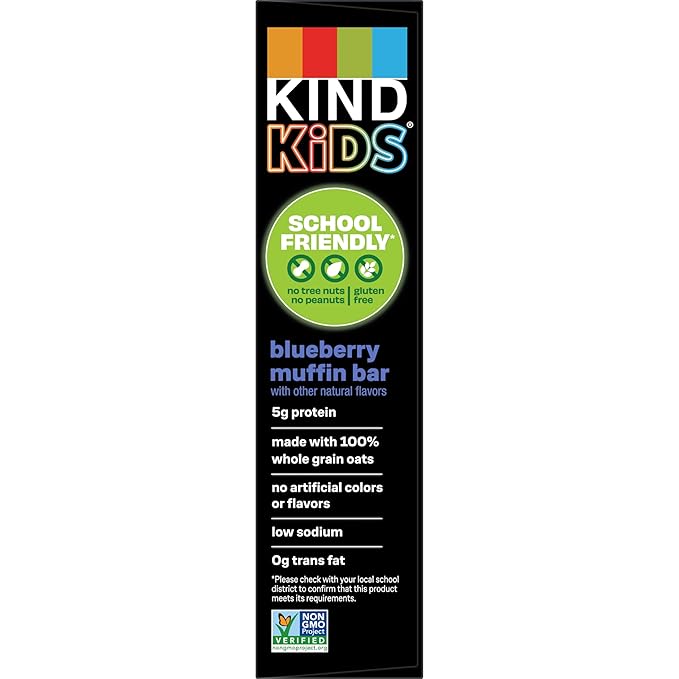 KIND Kids Snacks, Blueberry Muffin Bar, Tree Nut and Peanut Free, Gluten Free, Whole Grains and