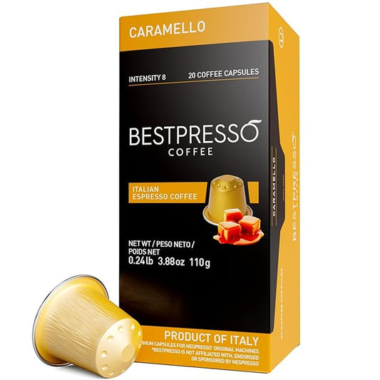 Bestpresso Coffee for Nespresso Original Machine 120 pods Certified Genuine Espresso Caramel