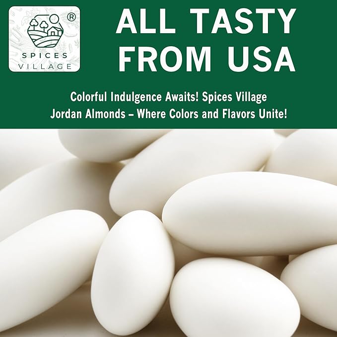 Spices Village Premium Jordan Almonds, Mini Easter Egg Shaped White Jordan Almonds, 32 oz, Kosher