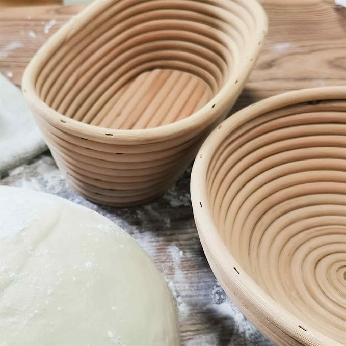 Banneton Bread Proofing Basket,9 Inch Round + 9.8 Inch Oval Sourdough Proofing Baskets with