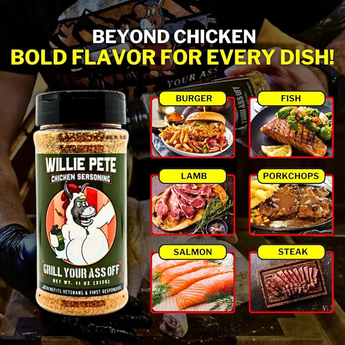 GYAO Willie Pete Chicken Seasoning – 11oz Southern Garlic Pepper Blend BBQ Seasoning for Chicken