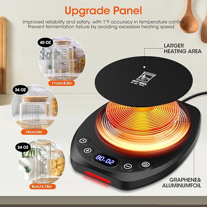 MQFORU Upgrade Sourdough Starter Warmer Mat, Precise 1°F Thermostat Control (70-120°F), Smart