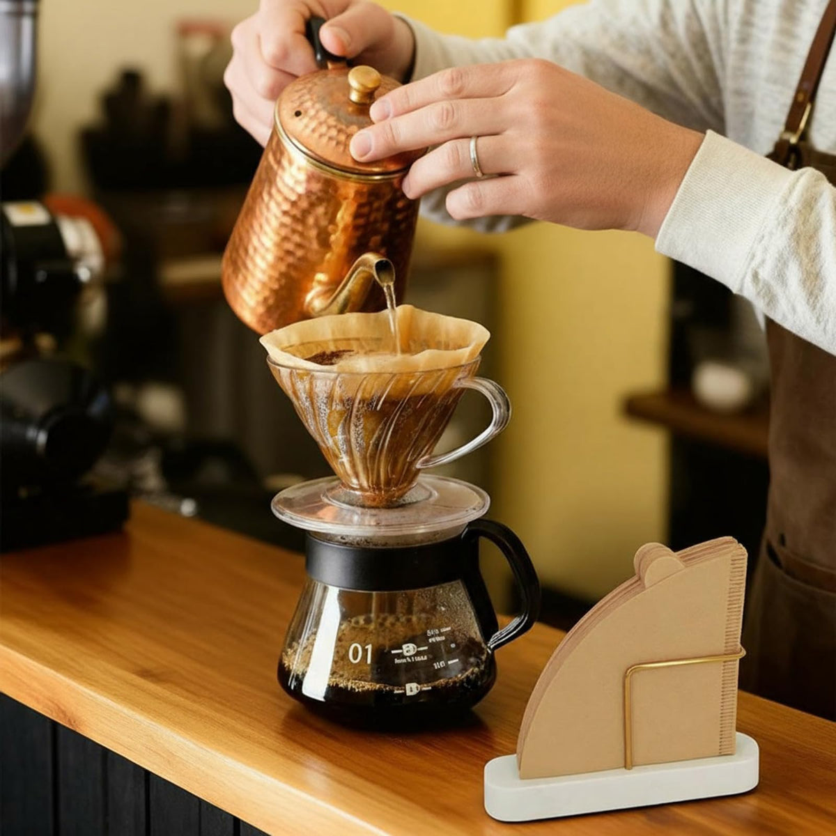 UISWAM Cone Coffee Filter Holder for Counter, White