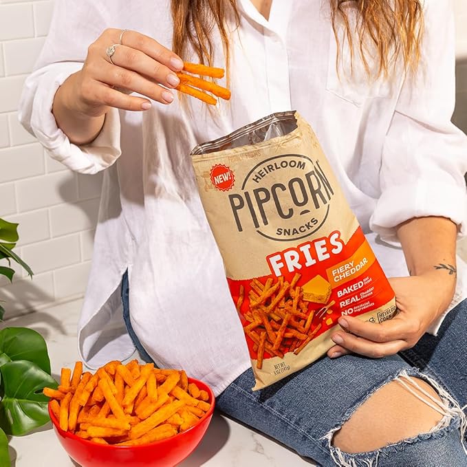 Heirloom Baked Fiery Cheddar Fries by Pipcorn - 1oz 24pk - Healthy Snacks, Gluten Free Snacks