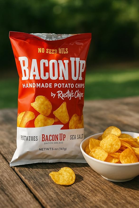 Bacon Up By Rusty's Chips, Handmade Healthy Chips, Sea Salt Potato Chips, No Seed Oils, Dairy Free