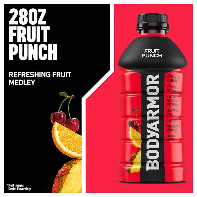 BODYARMOR Sports Drink Sports Beverage, Fruit Punch, Coconut Water Hydration, Natural Flavors With