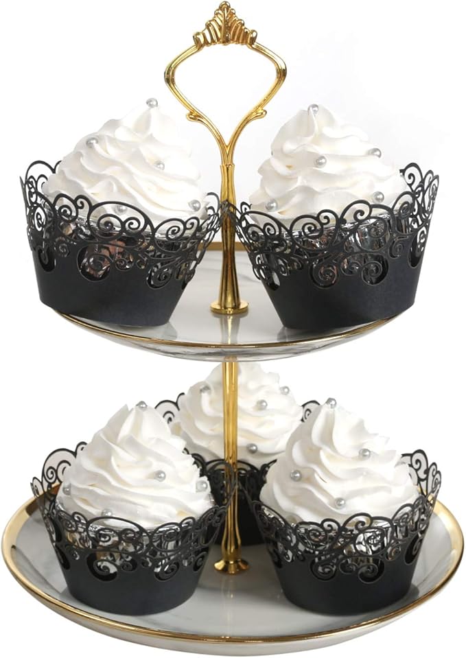 Cupcake Wrappers, KPOSIYA 100 Pack Cupcake Wraps Filigree Artistic Bake Cake Paper Cup Little Vine