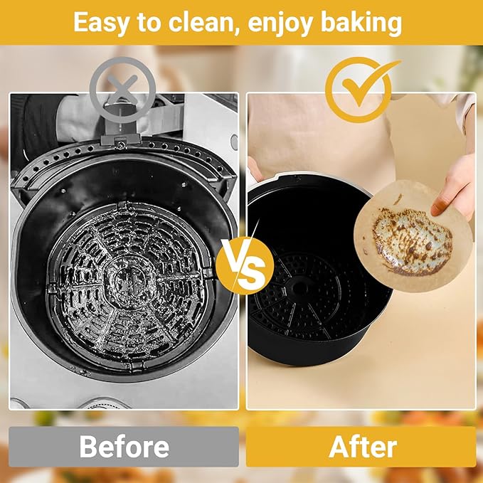 Beasea Air Fryer Round Liners 6 Inch, 200pcs Parchment Paper Disposable Unbleached Filter Paper