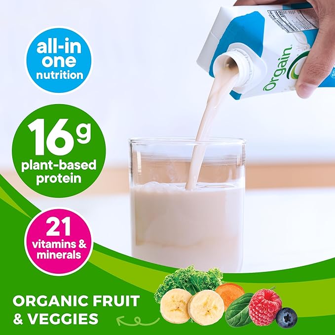 Orgain Organic Nutritional Vegan Protein Shake, Vanilla Bean - 16g Plant Based Protein, Meal