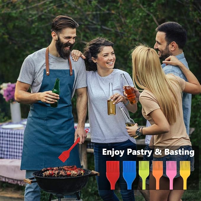 Silicone Basting Brush Set 6 Pack Heat Resistant Pastry Brushes Spread Oil Butter Sauce for BBQ