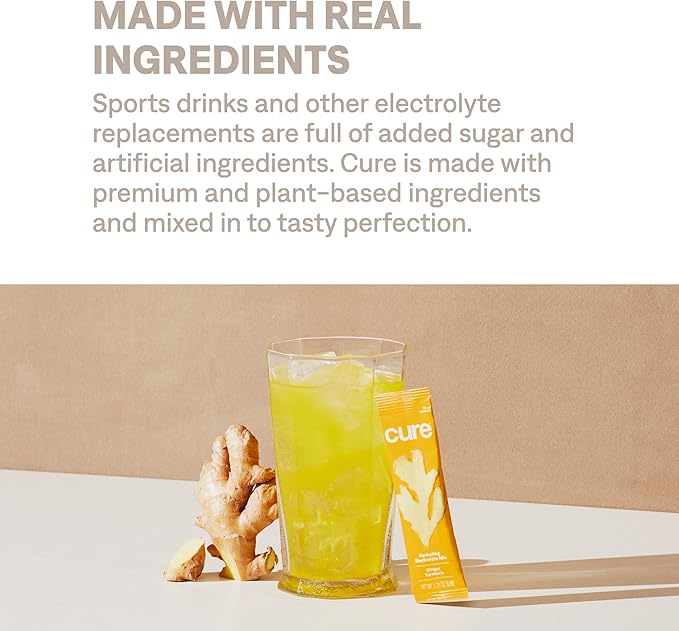 Cure Hydration | Plant-Based Electrolyte Drink Mix | No Added Sugar | FSA-HSA | Dehydration Relief