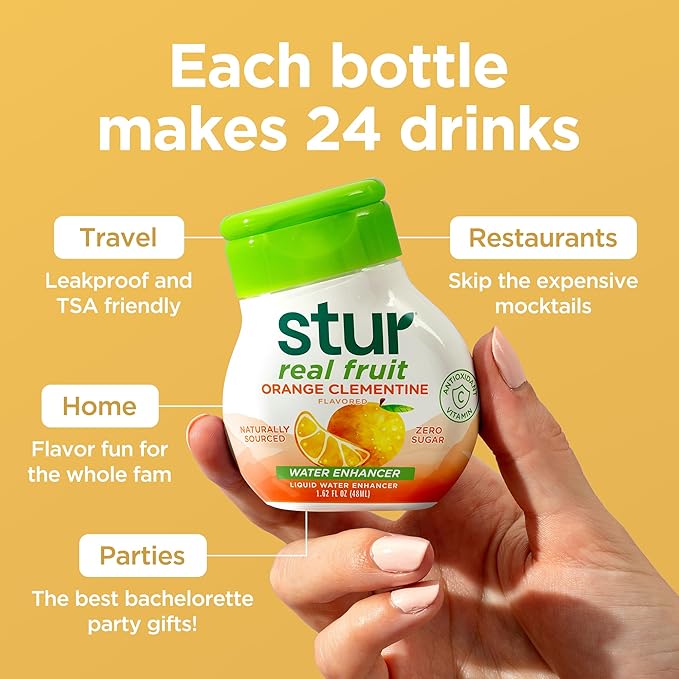 Stur Liquid Water Enhancer | Orange Clementine | Sweetened with Stevia | High in Vitamin C &