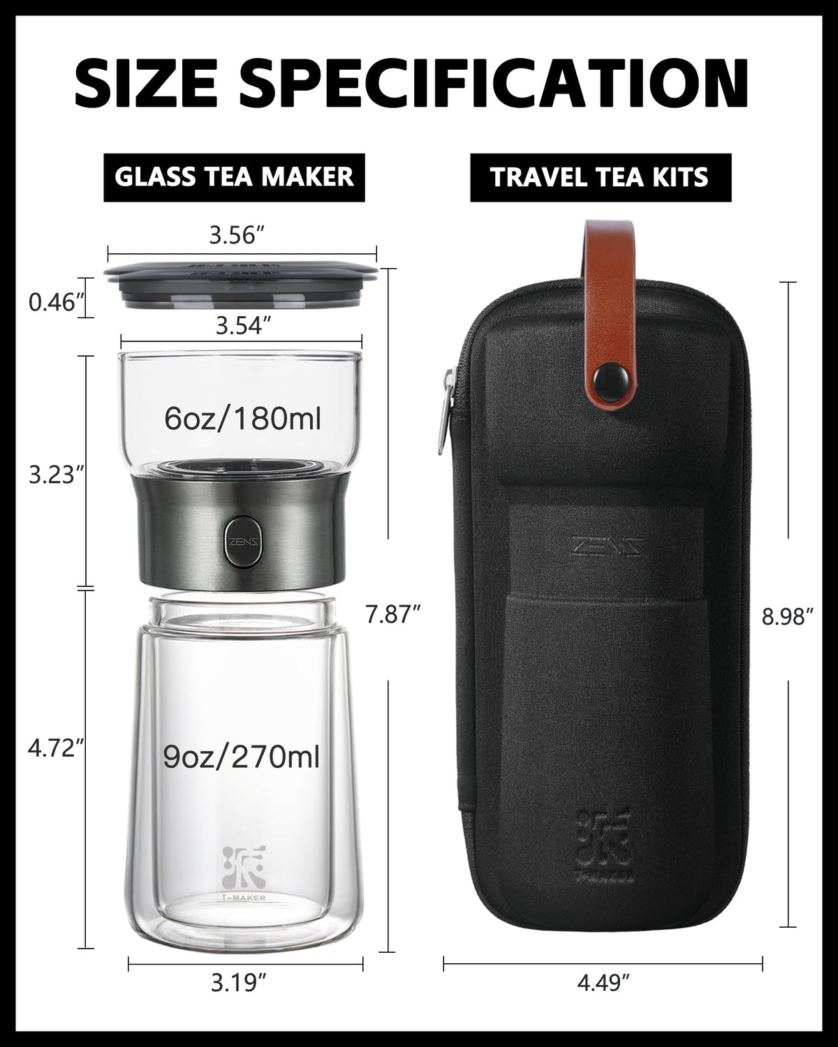 ZENS Modern Tea Infuser Teapot, One Touch Tea Maker for Loos Leaf Tea