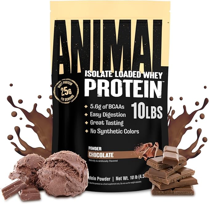 Animal Whey Isolate Protein Powder - Loaded for Pre & Post Workout Muscle Builder and Recovery with